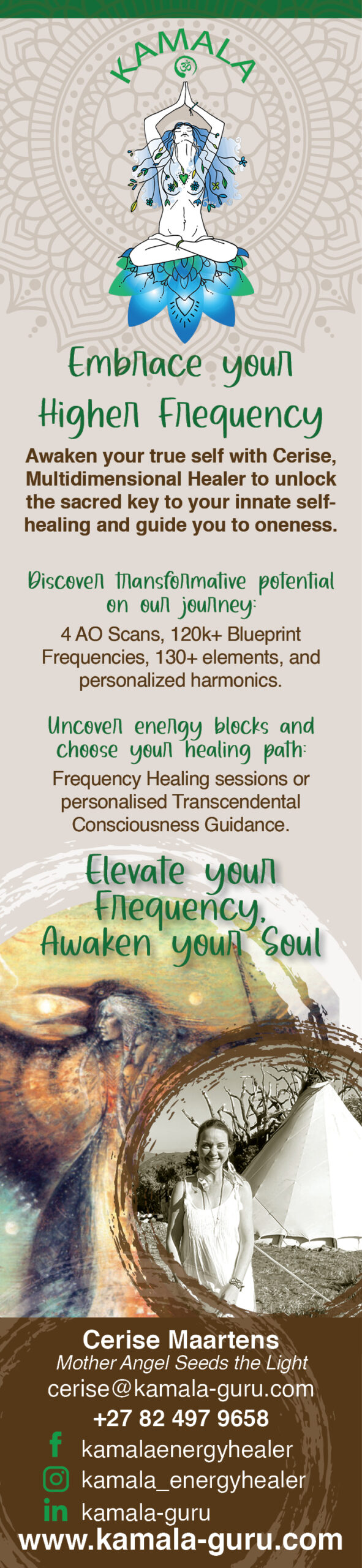 APPROVED Cerise Maartens KAMALA - Third Vertical Shaman OM Ad 260mm x 60mm Spring 2023